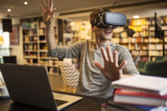 Young male student using Vr Headset